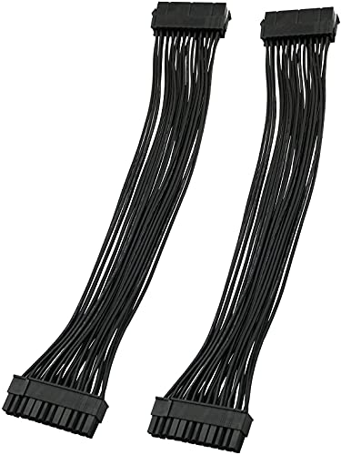 Longdex ATX Extension Cable 2PCS 12.6 inches / 32 cm ATX Motherboard 24 Pin Male to 24 Pin Female Power Supply Extension Cable for Internal PC PSU Power - Image 1