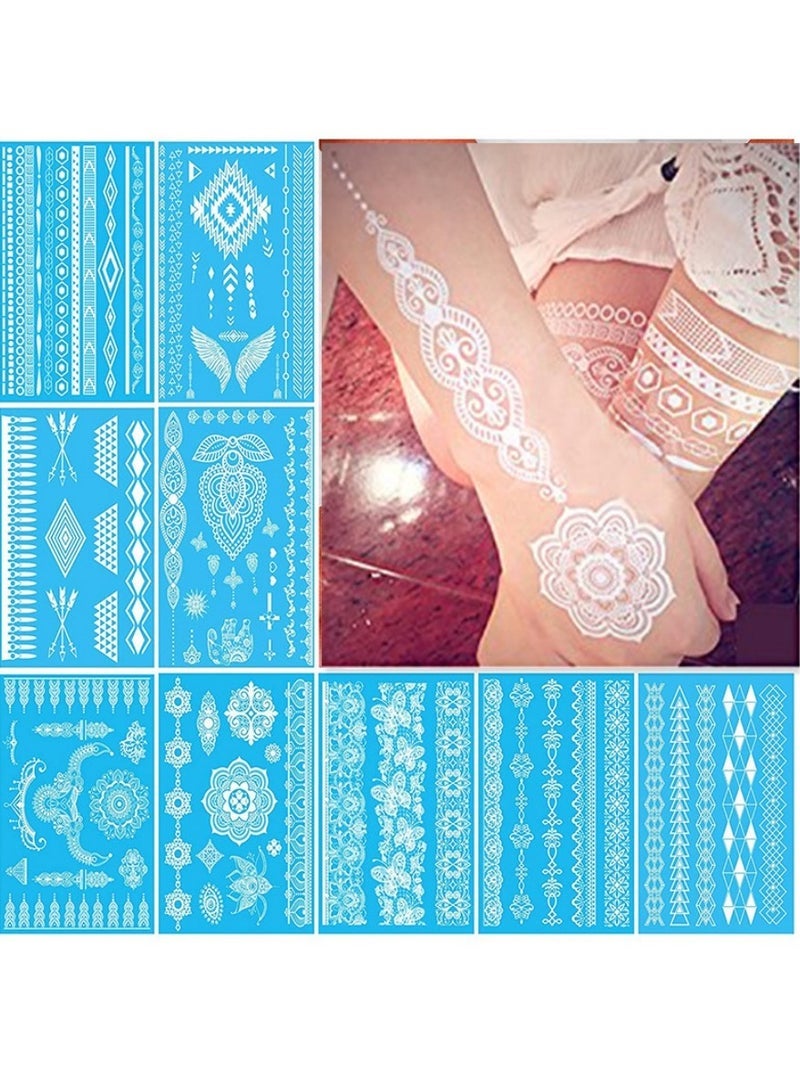 12-Piece Henna Tattoo Stencils Hand Temporary Tattoo Stickers for Women Art Template Painting Stencils - Image 2