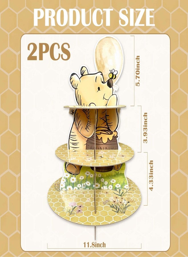 Bttwkco 2pcs Classic Winnie Cupcakes Holder, Cupcake Stands for Party, Pooh Cupcake Tier Stand, Winnie Baby Shower Birthday Party Supply - Image 5