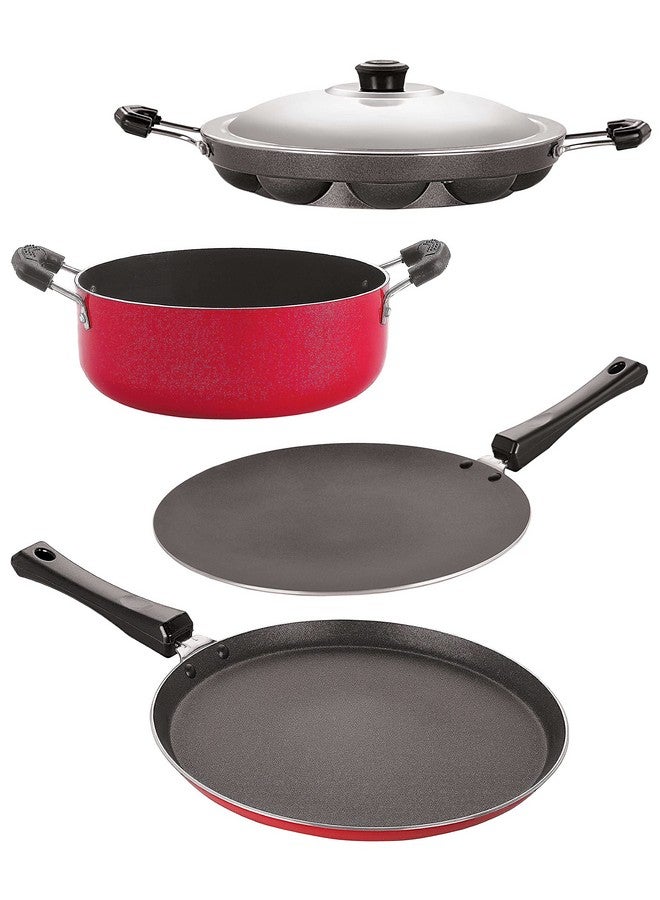 Nirlon Non-Stick Cookware Kitchen Cooking Essential Combo Set of 4 Pieces (FT12_CT12_AP12_CS24)