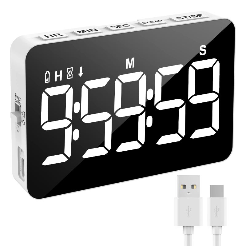 Kitchen Timer XREXS Rechargeable Timers for Cooking Adjustable Brightness  Volume Large LED Display Magnetic Cooking Timer for KitchenMeetingClass Charging Cable Included