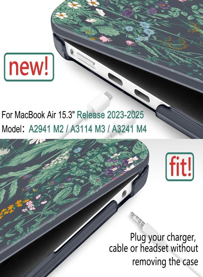 DONGKE for M2 MacBook Air 15.3 inch Case 2023 Release A2941 with Retina Display & Touch ID, Plastic Hard Case & Keyboard Skin & Screen Protector for MacBook Air 15" - Garden Florals - Image 2