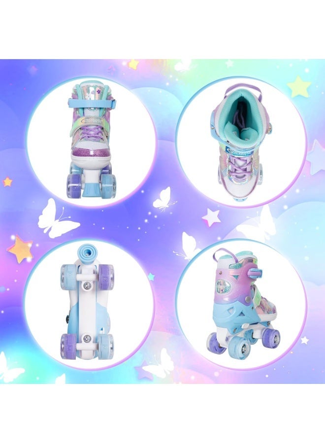 Nattork Kids Roller Skates for Girls Boys Kids 4 Sizes Adjustable Quad Skates Butterfly and Flower with Light up Wheels Birthday Gift for Indoor Outdoor Sports - Image 4