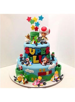 Generic Super Bros Kart Hot Wheels Car Figures Toy Set - 8 Pcs 1.5 inch Cartoon Kart Pull Back Cars Cake Toppers, Film Collectible Kids Birthday Gift Cake Decorations Party Supplies  - Image 2