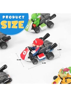 Generic Super Bros Kart Hot Wheels Car Figures Toy Set - 8 Pcs 1.5 inch Cartoon Kart Pull Back Cars Cake Toppers, Film Collectible Kids Birthday Gift Cake Decorations Party Supplies  - Image 4