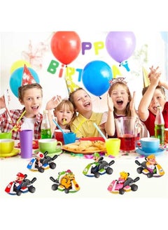 Generic Super Bros Kart Hot Wheels Car Figures Toy Set - 8 Pcs 1.5 inch Cartoon Kart Pull Back Cars Cake Toppers, Film Collectible Kids Birthday Gift Cake Decorations Party Supplies  - Image 5