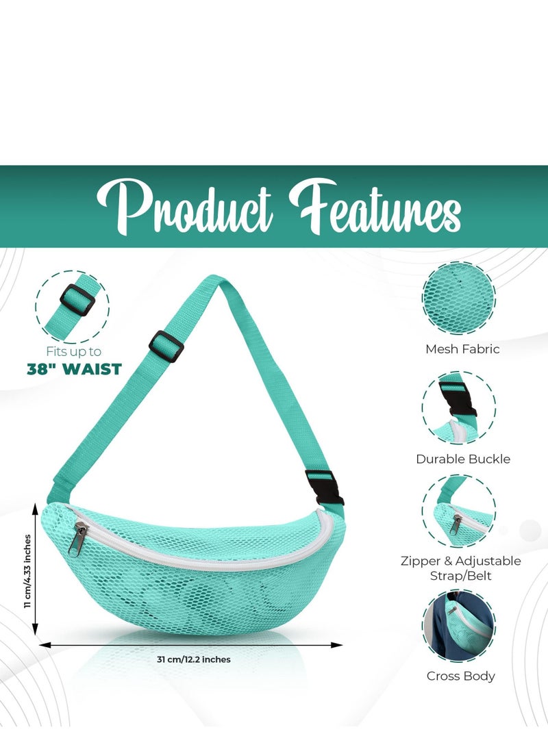 Excefore 2 PCs Beach Toy Mesh Beach Bag Kids, Collecting Seashells Rocks Bags, Adjustable Strap Beach Cross Body Bag for Boys Girls - Image 2