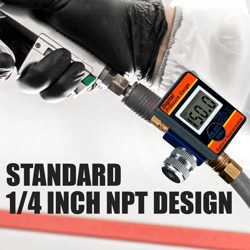 LE LEMATEC Digital Air Pressure Regulator with LED Display Gauge, ¼ NPT Valve for Air Compressor, Tire Inflation, HVLP Spray Paint Gun, & Professional Air Tools, Compact & Heavy-Duty. DAR01B - Image 2