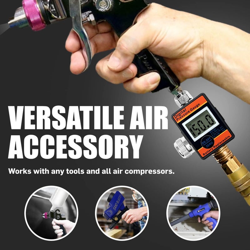 LE LEMATEC Digital Air Pressure Regulator with LED Display Gauge, ¼ NPT Valve for Air Compressor, Tire Inflation, HVLP Spray Paint Gun, & Professional Air Tools, Compact & Heavy-Duty. DAR01B - Image 4