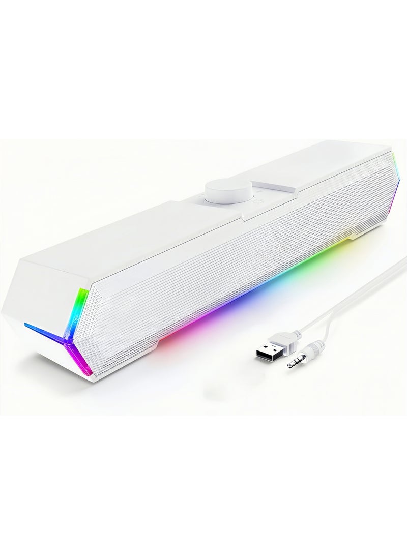 LBMT Computer Speakers for Desktop, Touch Lights PC Speakers with Surge Clear Sound, USB Powered for Computer Desktop PC Speakers .(White) - Image 1