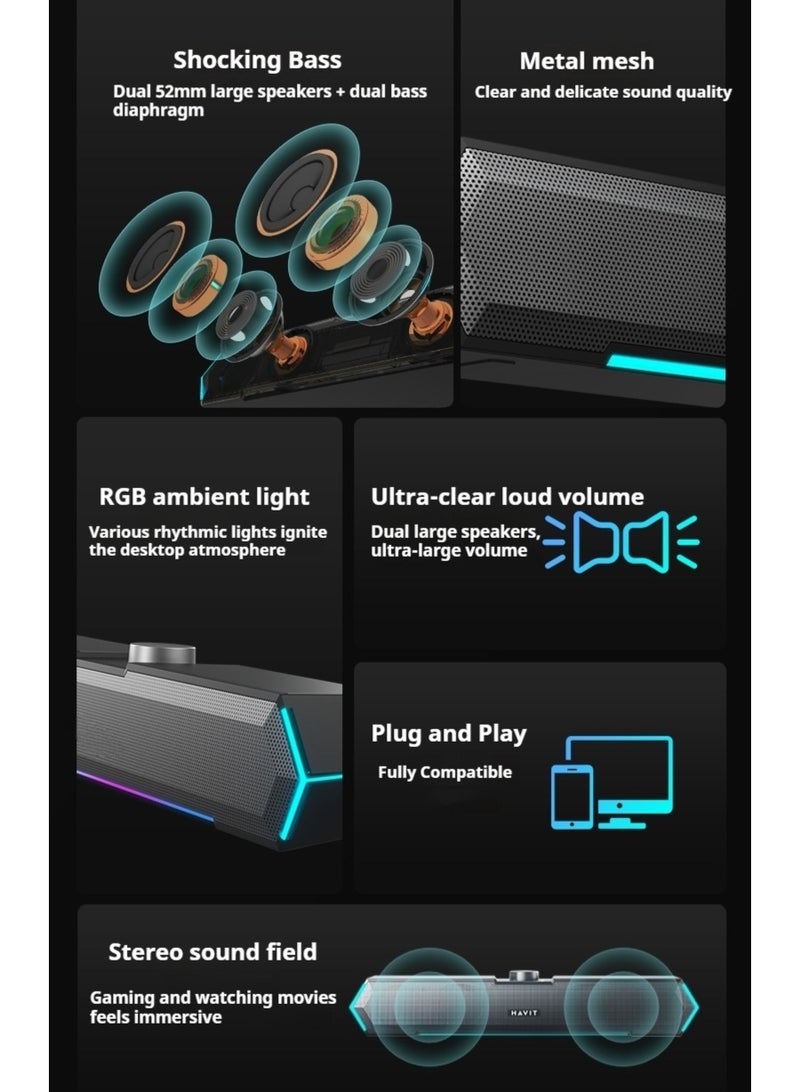 LBMT Computer Speakers for Desktop, Touch Lights PC Speakers with Surge Clear Sound, USB Powered for Computer Desktop PC Speakers .(White) - Image 5