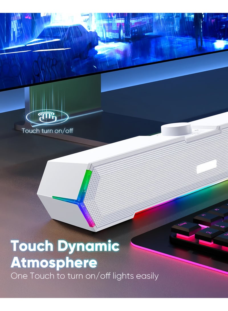 LBMT Computer Speakers for Desktop, Touch Lights PC Speakers with Surge Clear Sound, USB Powered for Computer Desktop PC Speakers .(White) - Image 4