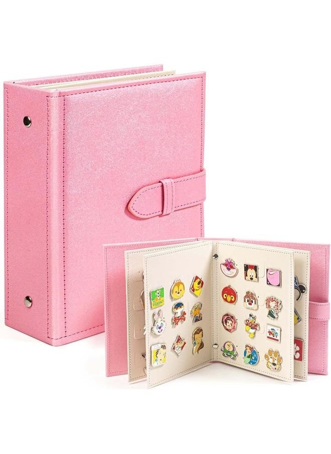 yongsheng Book Style Earrings Storage Organizer-Enamel Pin Display Book, Portable Pin Trading Book, to Display and Trade Your Pins, Capacity, Leather Pin Holder, Fits Rubber Pin Back, Pink  - Image 2