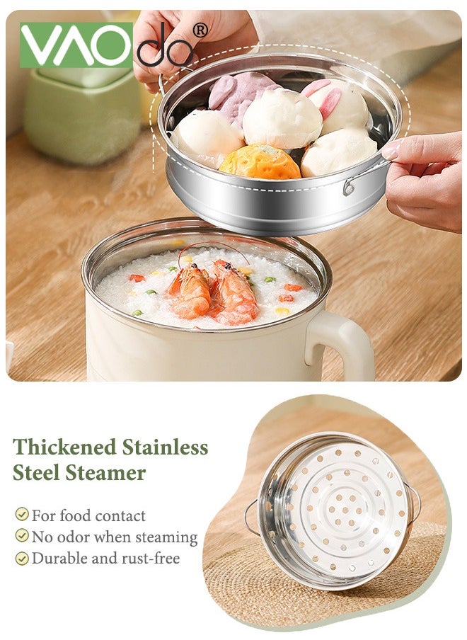 VAOdo 1.8L Hot Pot Electric with Steamer, Stainless Steel Non-Stick Pan Ramen Cooker, Electric Pot for Pasta, Oatmeal, Soup and Egg, Portable Cooker with Dual Power Control, Dorm Room Essentials  - Image 4