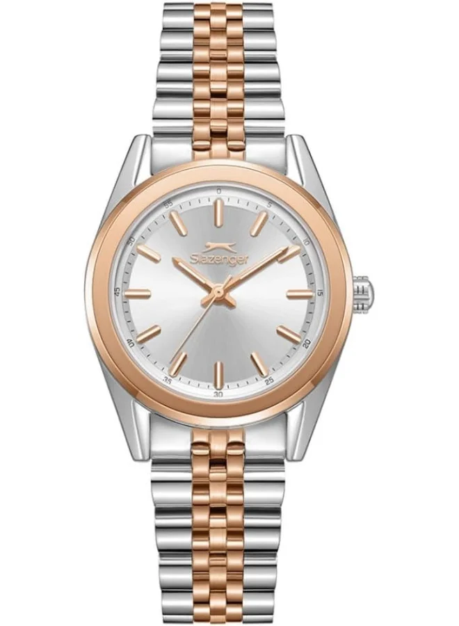 سلازنجر Slazenger Women's Watch, Analog Display and Metal Strap - SL.9.2463.3.04, Silver/Rose Gold