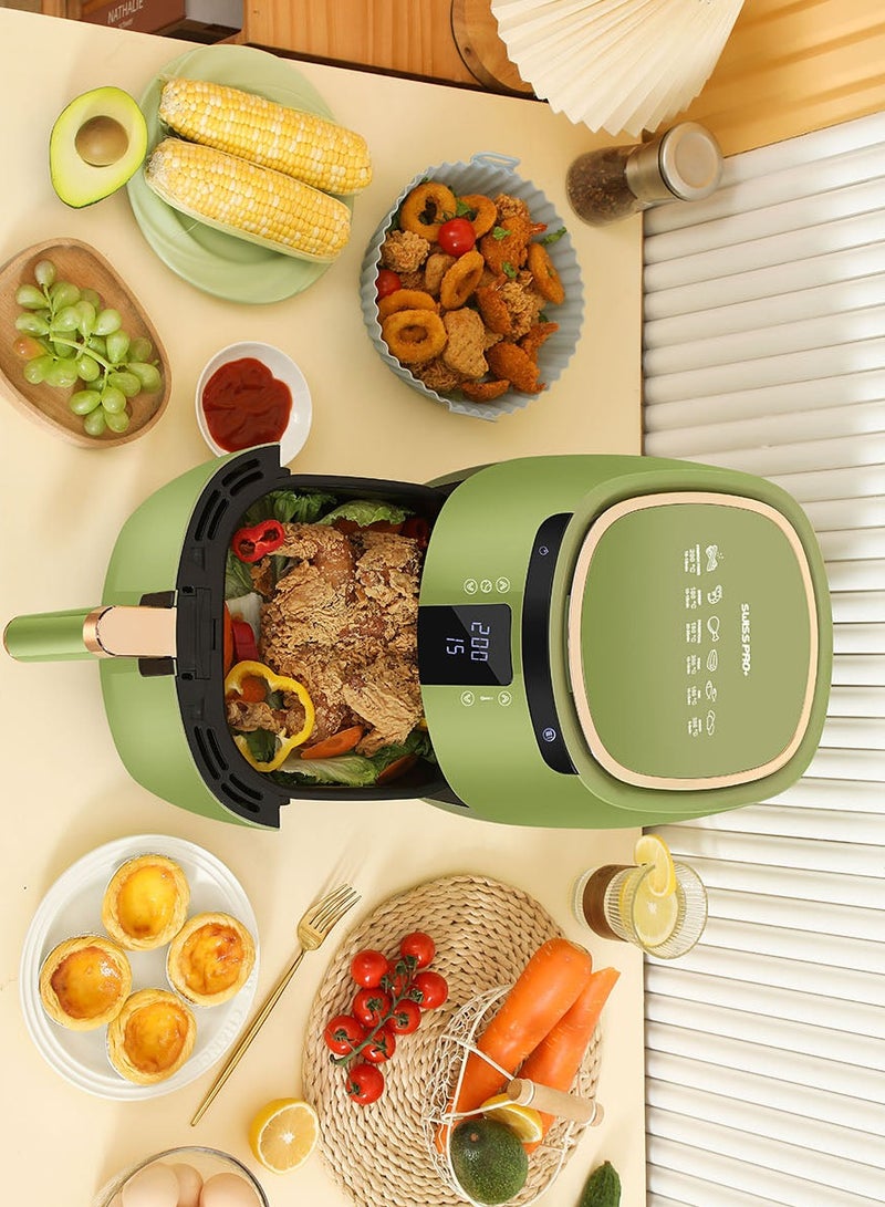 Swiss Pro+ Digital Air Fryer without Fat - Stainless Steel - Green- 7L - 1750W