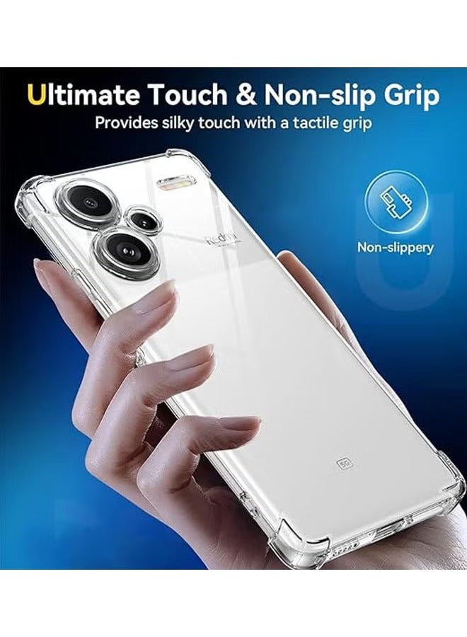Redmi Note 13 Pro Plus 5G Case Cover with Clear Soft TPU Four Corners Airbags Duty Shockproof Anti-Scratch Protective Back Cover for Redmi Note 13 Pro+ 5G - Image 4