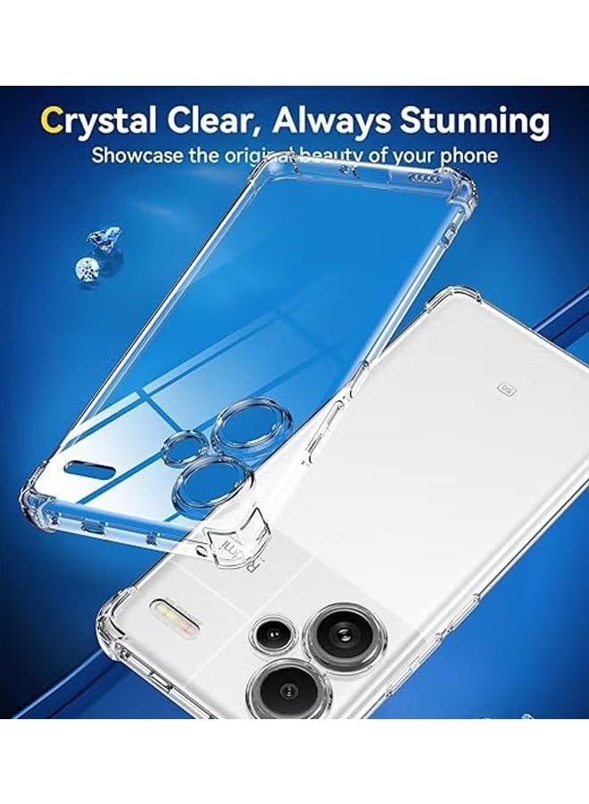 Redmi Note 13 Pro Plus 5G Case Cover with Clear Soft TPU Four Corners Airbags Duty Shockproof Anti-Scratch Protective Back Cover for Redmi Note 13 Pro+ 5G - Image 3