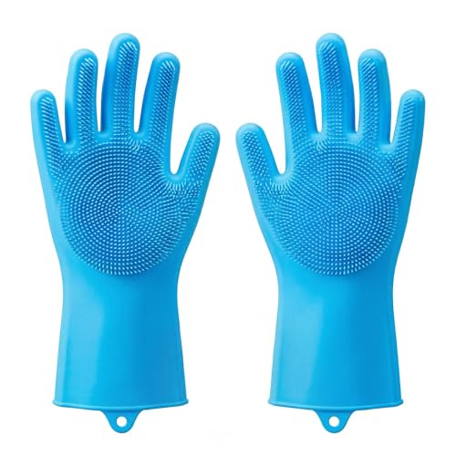 CLAPONE Gloves for Washing Dishes/Hand Gloves for Kitchen/Kitchen Gloves for Dishwashing/Dish Washing for Women/Cleaning/Rubber Scotch/Home Essentials Products/Silicone/cooking/Bathroom/Car-Blue - Image 1