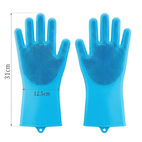 CLAPONE Gloves for Washing Dishes/Hand Gloves for Kitchen/Kitchen Gloves for Dishwashing/Dish Washing for Women/Cleaning/Rubber Scotch/Home Essentials Products/Silicone/cooking/Bathroom/Car-Blue - Image 2