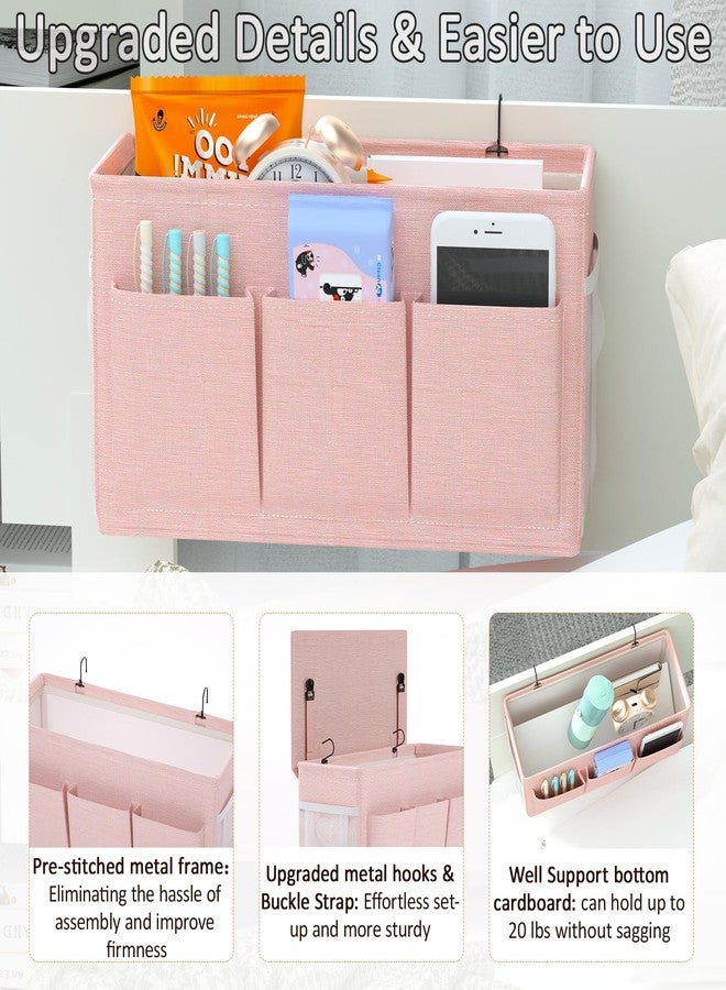 Edudif Dual-purpose Bedside Caddy Bedside Organizer, Bed Caddy with 6 Pockets, Versatile Bedside Storage Solution Magazine Remotes holder, ideal for Home, Dorm, Hospital, Crib Bed (Pink) - Image 4