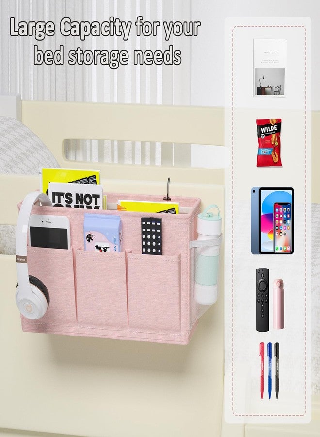 Edudif Dual-purpose Bedside Caddy Bedside Organizer, Bed Caddy with 6 Pockets, Versatile Bedside Storage Solution Magazine Remotes holder, ideal for Home, Dorm, Hospital, Crib Bed (Pink) - Image 5