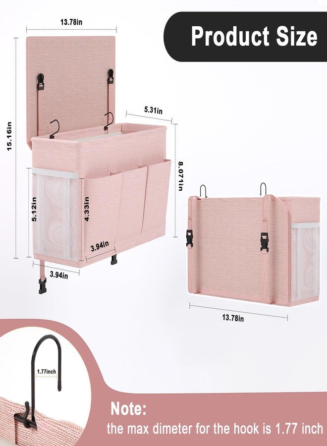 Edudif Dual-purpose Bedside Caddy Bedside Organizer, Bed Caddy with 6 Pockets, Versatile Bedside Storage Solution Magazine Remotes holder, ideal for Home, Dorm, Hospital, Crib Bed (Pink) - Image 2
