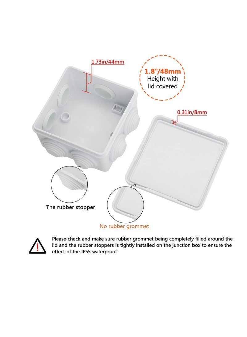 كابتن تيك Junction Box, 2 Pcs ABS Plastic IP55 Waterproof and Dustproof, Universal Electrical Enclosure, Outdoor and Indoor Project Box, Outlet Box Durable Outdoor Electrical Gang Box (3.4 x 3.4 x 2 inch) - Image 4