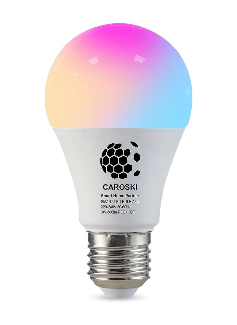 CAROSKI WIFI Smart Bulb with 1 Year Warranty - 9W Smart Wi-Fi Light Bulb Pack of 1- LED Home light bulb Compatible with Alexa - Echo and Google Home Assistant - Bulb smart light has Multi Colors  - Image 1