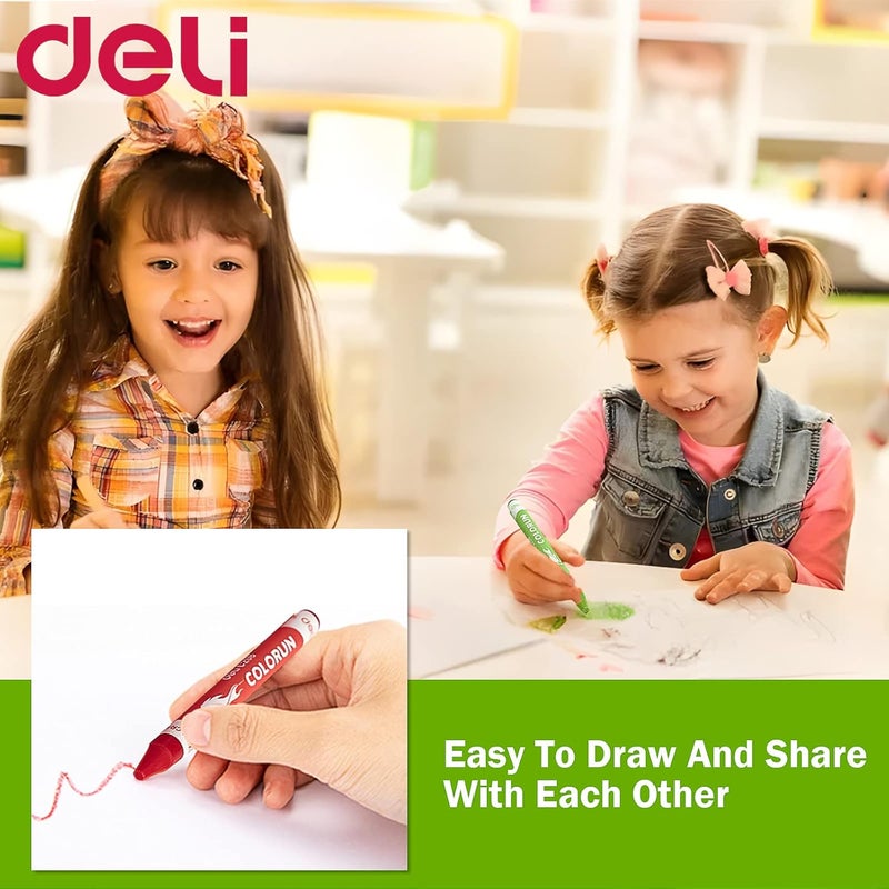 DELI 12 Colors Non-Toxic Wax Crayon Set for Kids - Ergonomic Design - Image 3