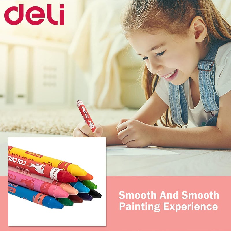 DELI 12 Colors Non-Toxic Wax Crayon Set for Kids - Ergonomic Design - Image 2