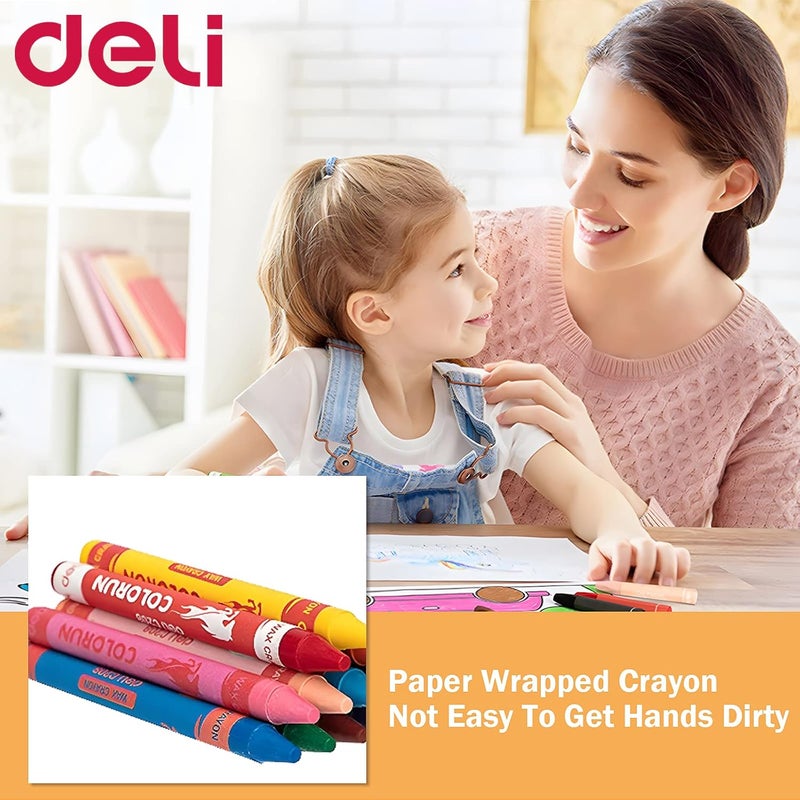 DELI 12 Colors Non-Toxic Wax Crayon Set for Kids - Ergonomic Design - Image 5