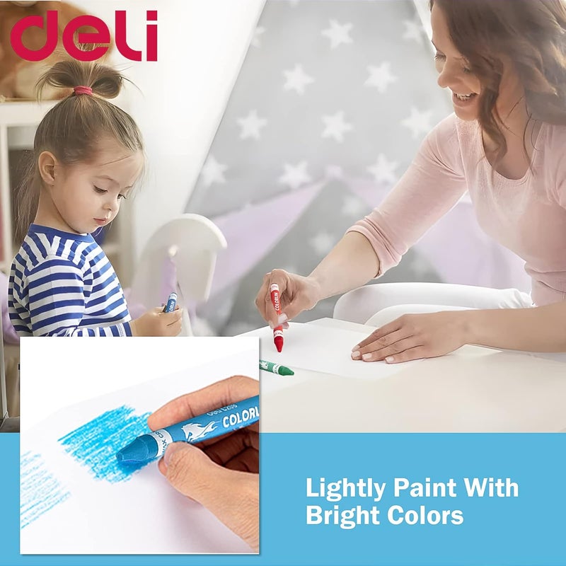 DELI 12 Colors Non-Toxic Wax Crayon Set for Kids - Ergonomic Design - Image 4