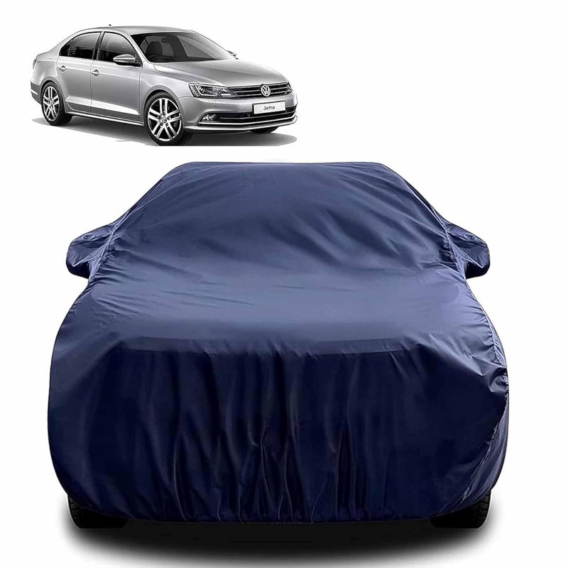 sulfar 100% Water Resistant Car Body Cover Compatible with Mirror for Volkswagen Jetta (Triple Stitched, Full Bottom Elastic, Navy Blue) - Image 1