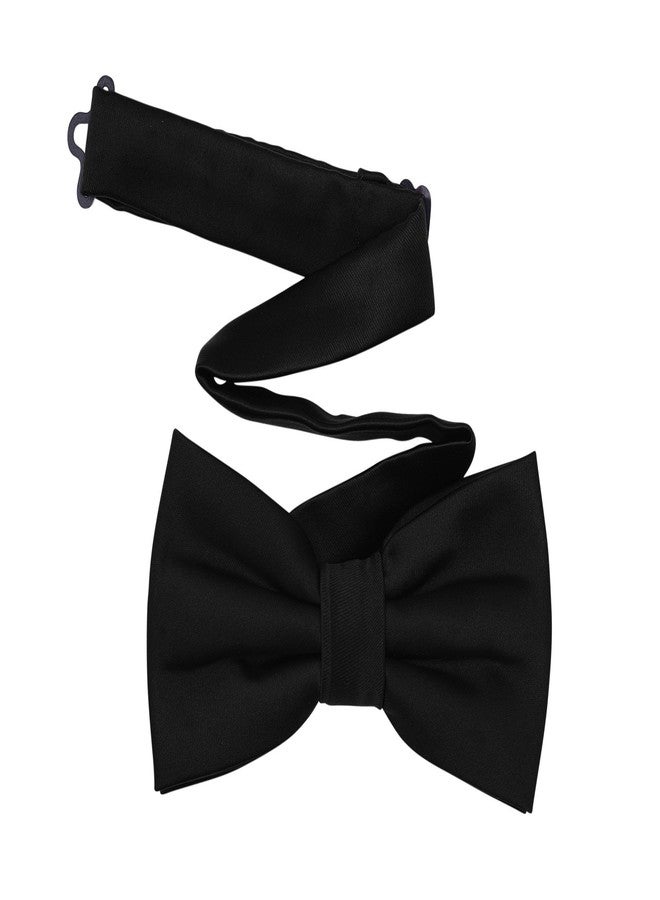 TINYHI Men's Pre-Tied Satin Formal Tuxedo Bowtie Adjustable Length Satin Bow Tie Black One Size - Image 1