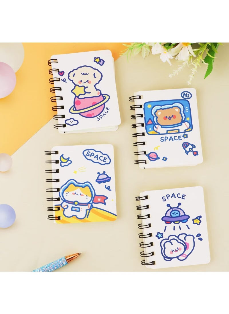 Beauenty Mini Cute Animal Cartoon Pocket Notebook Set - Pack of 4, 3x4 Spiral Portable Notepads with Blank and Lined Paper, Including Inner Mini Journal Notepad A7  - Image 1