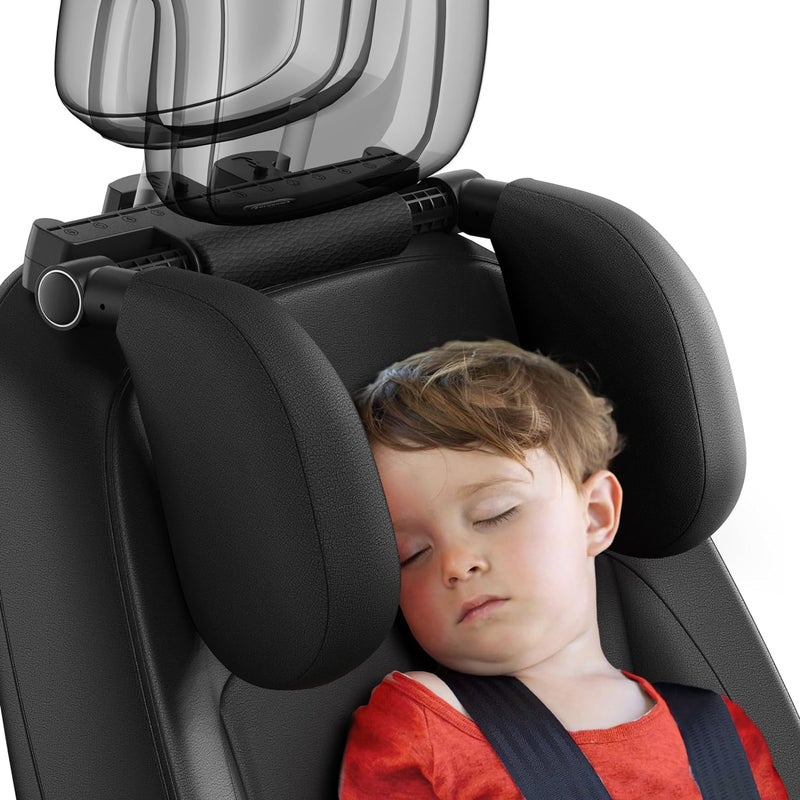 BROGBUS Car Headrest Pillow,Thickened Memory Foam Road Pal Headrest,Neck Support Pillow,180° Adjustable Car Headrest, U- Shaped Design,Travel Car Sleeping,Suitable for Kids and Adults (Black) - Image 1