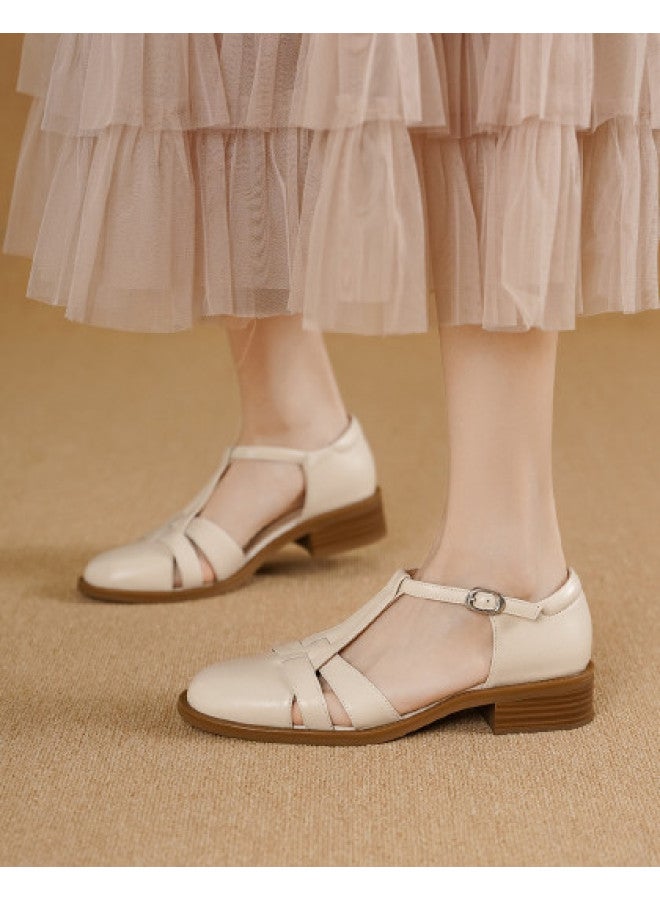 Goldlion Soft Suede】fashion Hollowed Roman Sandals Women, 2025 New Style Comfortable Versatile Commuter Sandals - Image 1