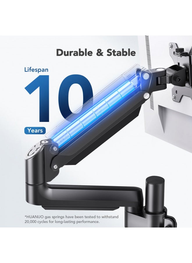 HUANUO - HUANUO Single Monitor Arm, Tall Computer Monitor Stand for 1332 inch Screens Holds 19.8 lbs, Adjustable Monitor Mount Gas Spring Full Motion with C-Clamp & Grommet Base, VESA 75x75 or 100x100mm - Image 1