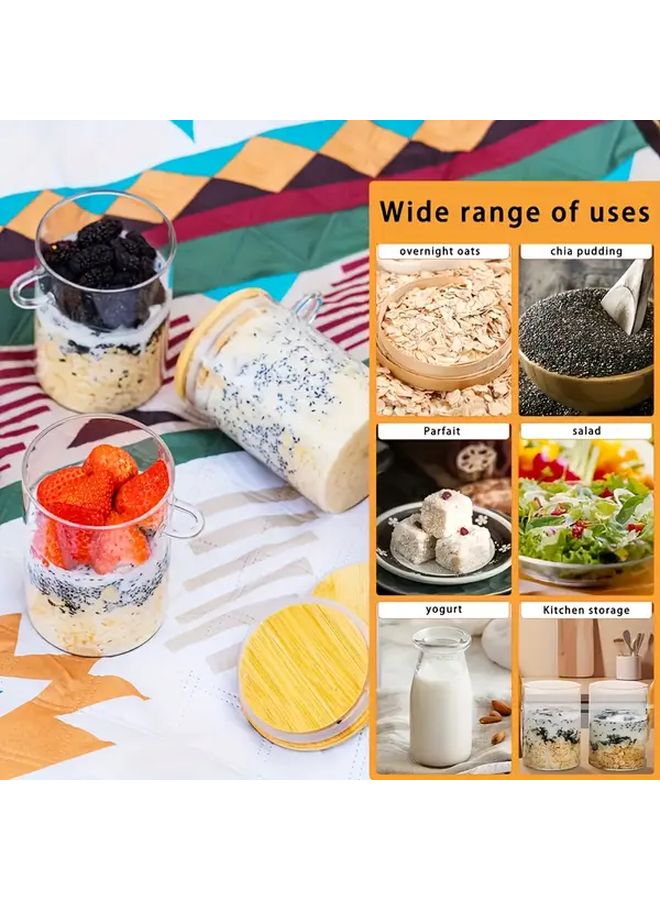 3pcs Glass Food Storage Jars With Bamboo Lids And Spoons 17oz Airtight Canisters Set - Image 2
