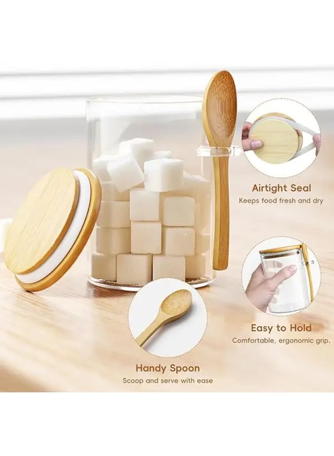 3pcs Glass Food Storage Jars With Bamboo Lids And Spoons 17oz Airtight Canisters Set - Image 4