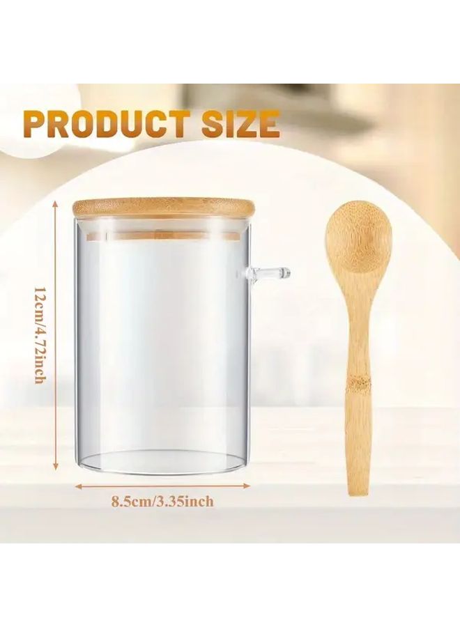 3pcs Glass Food Storage Jars With Bamboo Lids And Spoons 17oz Airtight Canisters Set - Image 3