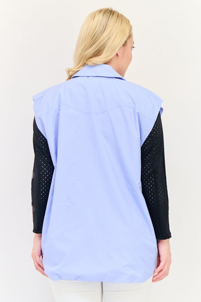 Adidas ملابس رياضية نسائية تناسب بدون أكمام بشعار العلامة التجارية قمة خارجية، زرقاء فجر - Image 3