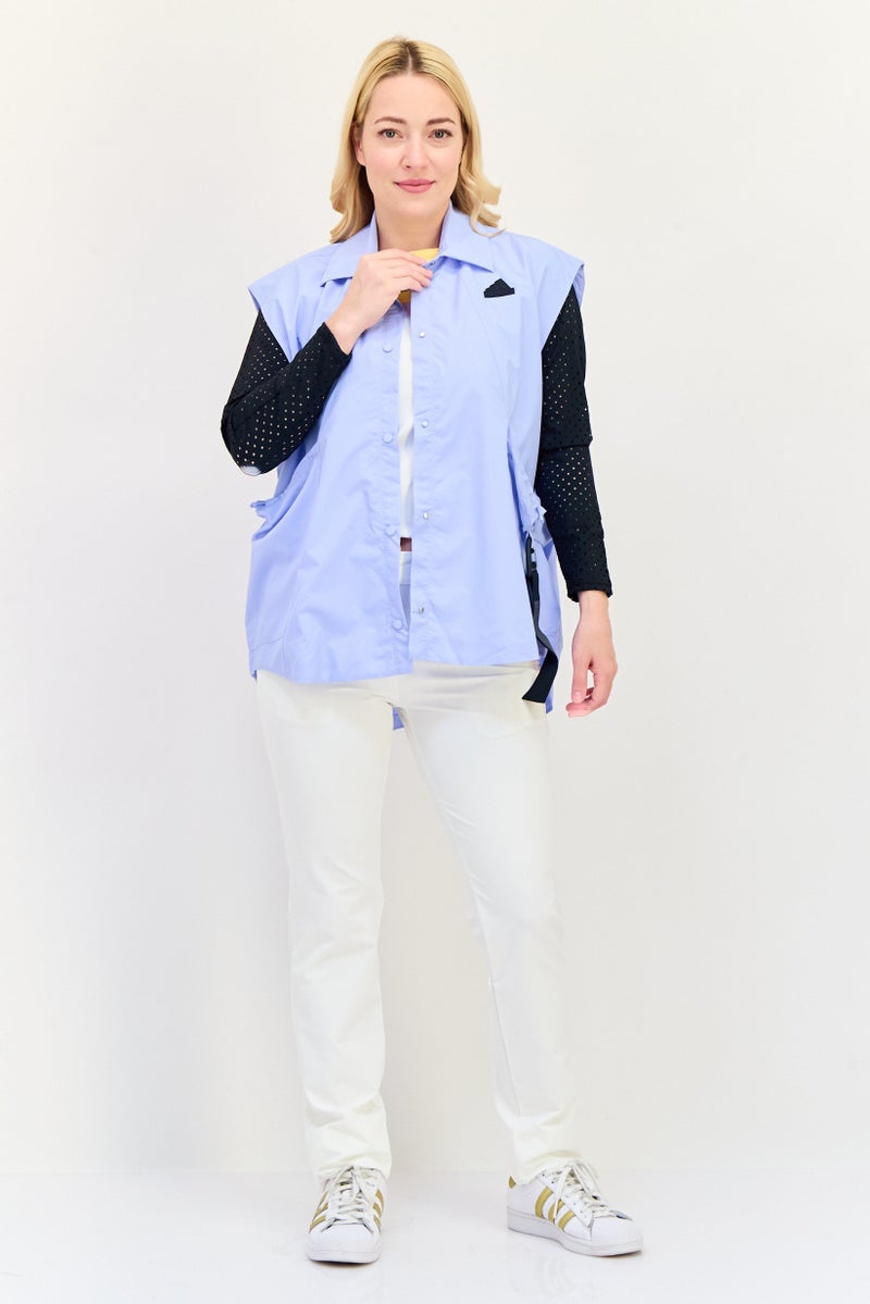 Adidas ملابس رياضية نسائية تناسب بدون أكمام بشعار العلامة التجارية قمة خارجية، زرقاء فجر - Image 4