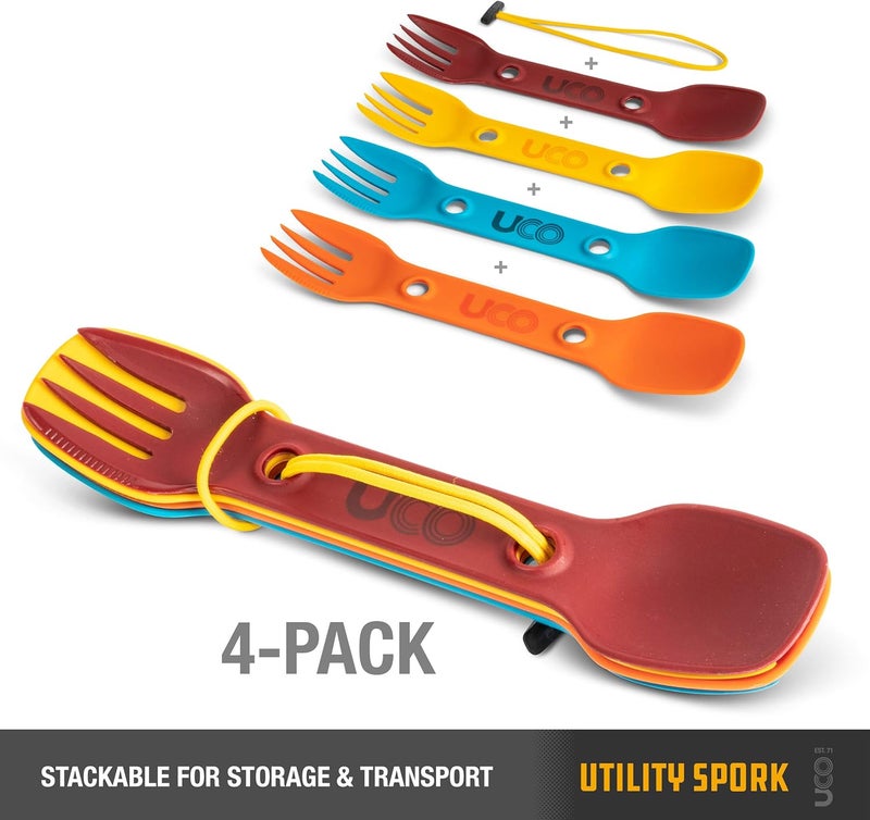 UCO Utility Spork 3-in-1 Combo Spoon-Fork-Knife Camping Utensil, 4-Pack - Image 3