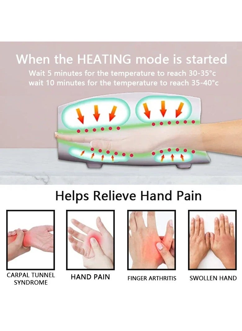 Hand Massager with Air Compression Heat Electric Cordless Palm Finger Massage Machine for Arthritis Finger Numbness Pain Relieve
