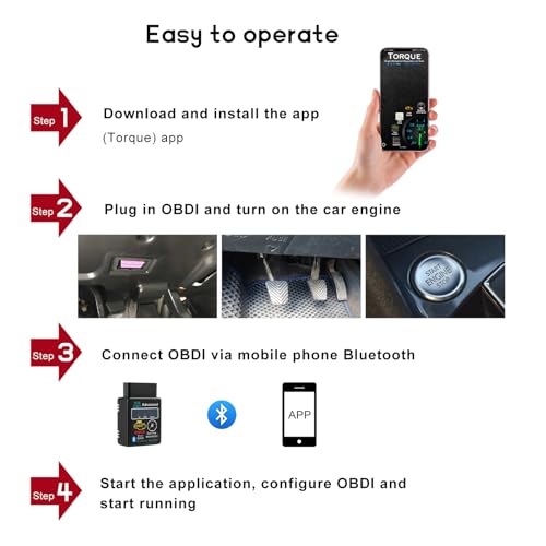 YTFRL Bluetooth OBD2 Scanner for Car, OBD II Wireless Diagnostic Code Reader Bluetooth Scan Tool, Universal Professional Auto Engine Fault Diagnosis Tester Adapter, Car Accessories - Image 3