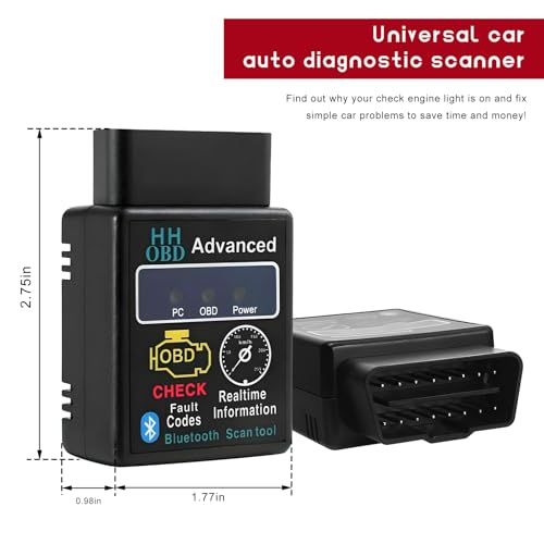 YTFRL Bluetooth OBD2 Scanner for Car, OBD II Wireless Diagnostic Code Reader Bluetooth Scan Tool, Universal Professional Auto Engine Fault Diagnosis Tester Adapter, Car Accessories - Image 2