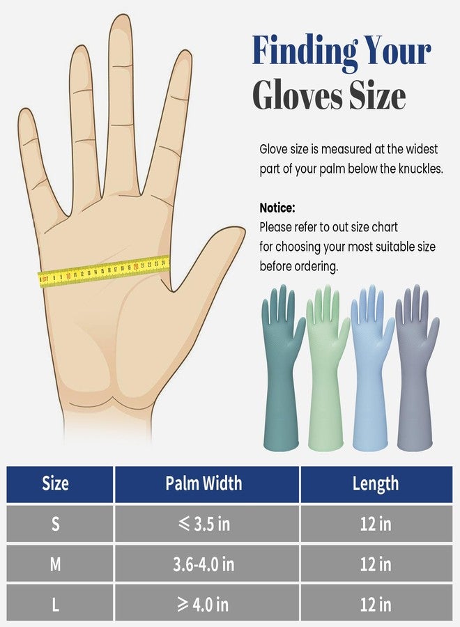 Yunaeduo Rubber Kitchen Dishwashing Gloves - 4 Pairs Colorful Reusable Household Cleaning Gloves For Washing Dishes And Cleaning Tasks，Flexible And Durable Waterproof (Medium, Dark Green+Blue+Green+Gray) - Image 4
