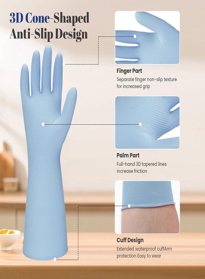 Yunaeduo Rubber Kitchen Dishwashing Gloves - 4 Pairs Colorful Reusable Household Cleaning Gloves For Washing Dishes And Cleaning Tasks，Flexible And Durable Waterproof (Medium, Dark Green+Blue+Green+Gray) - Image 3